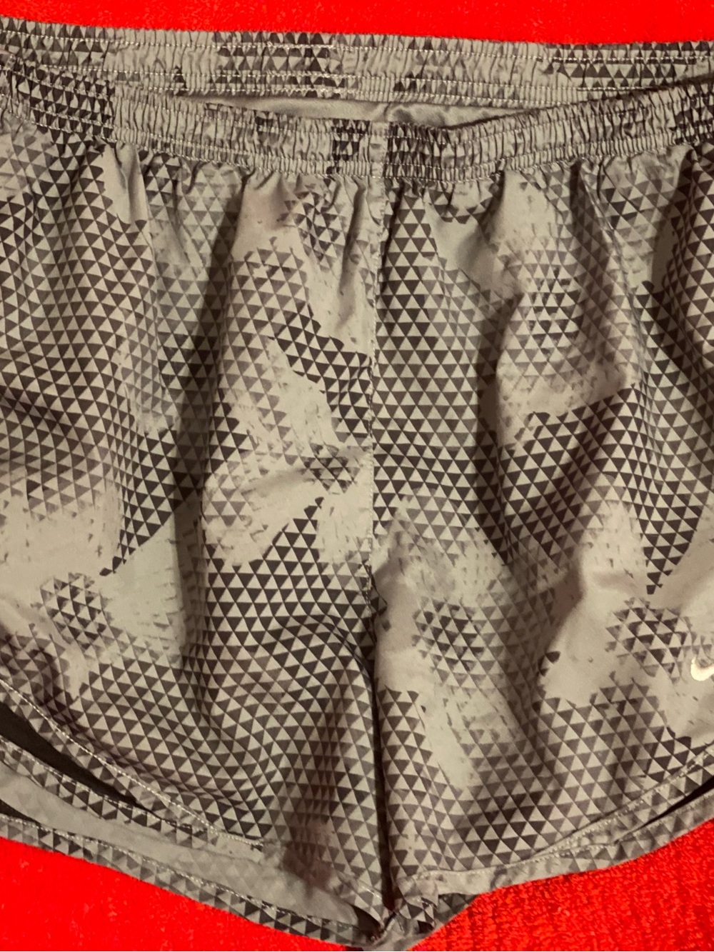Nike Black and Gray Triangle-Print Athletic Shorts